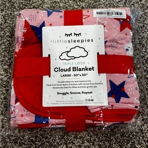 Little Sleepies Pink Stars & Stripes Cloud Blanket